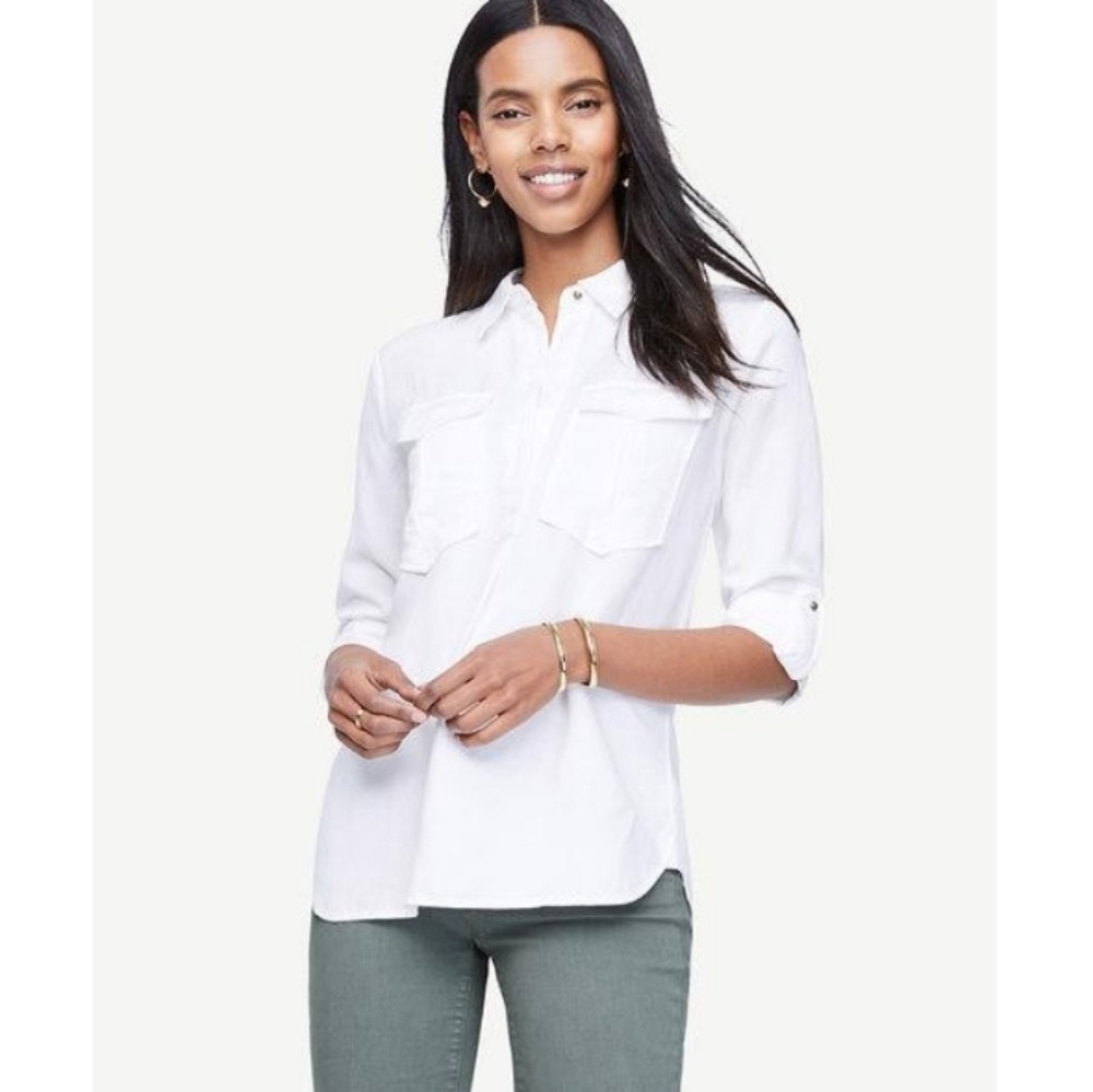 ann taylor womens s white linen blend blouse safari
